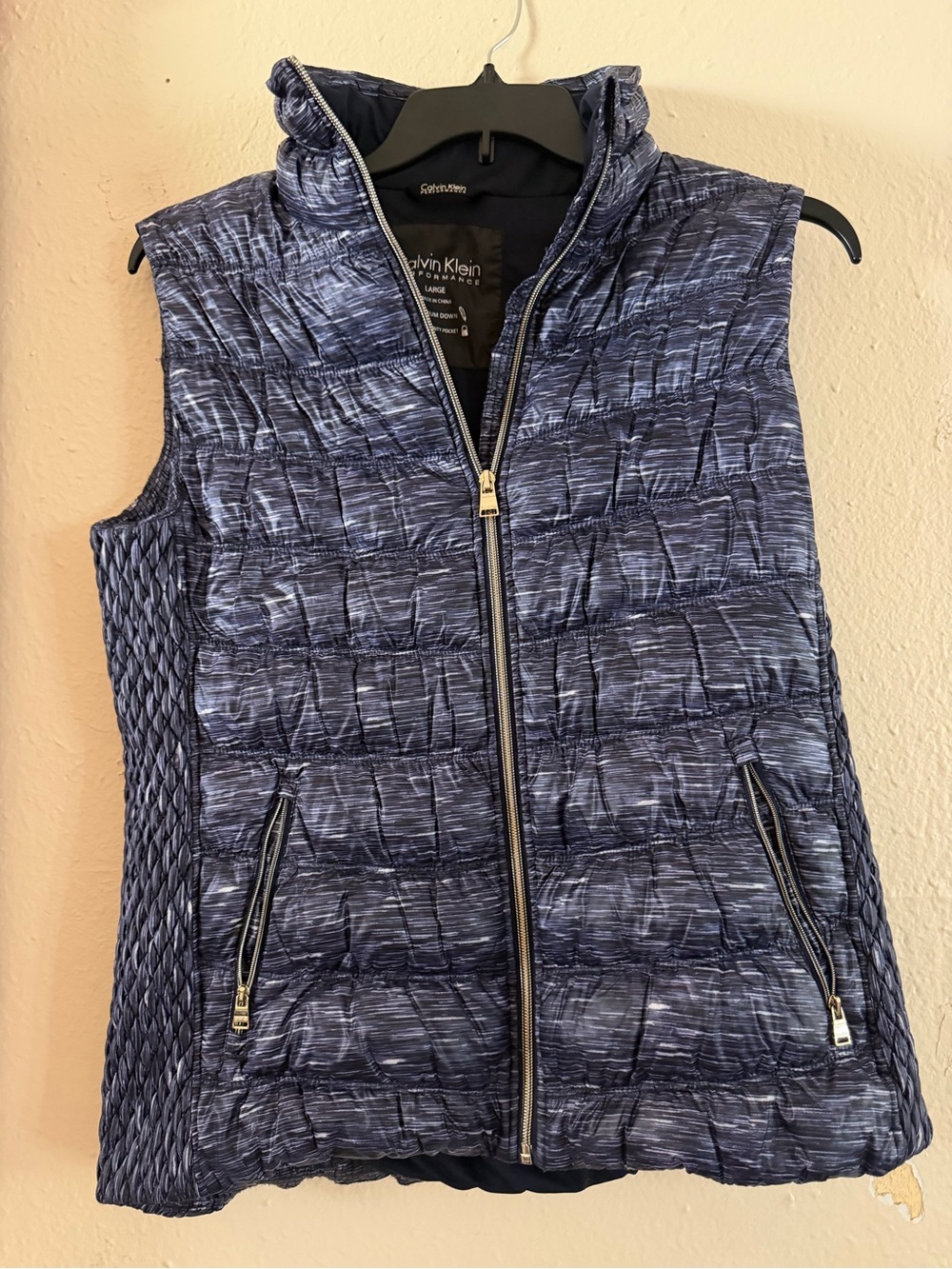 Calvin Klein Quilted Sleeveless Puffer Vest in Navy Heather